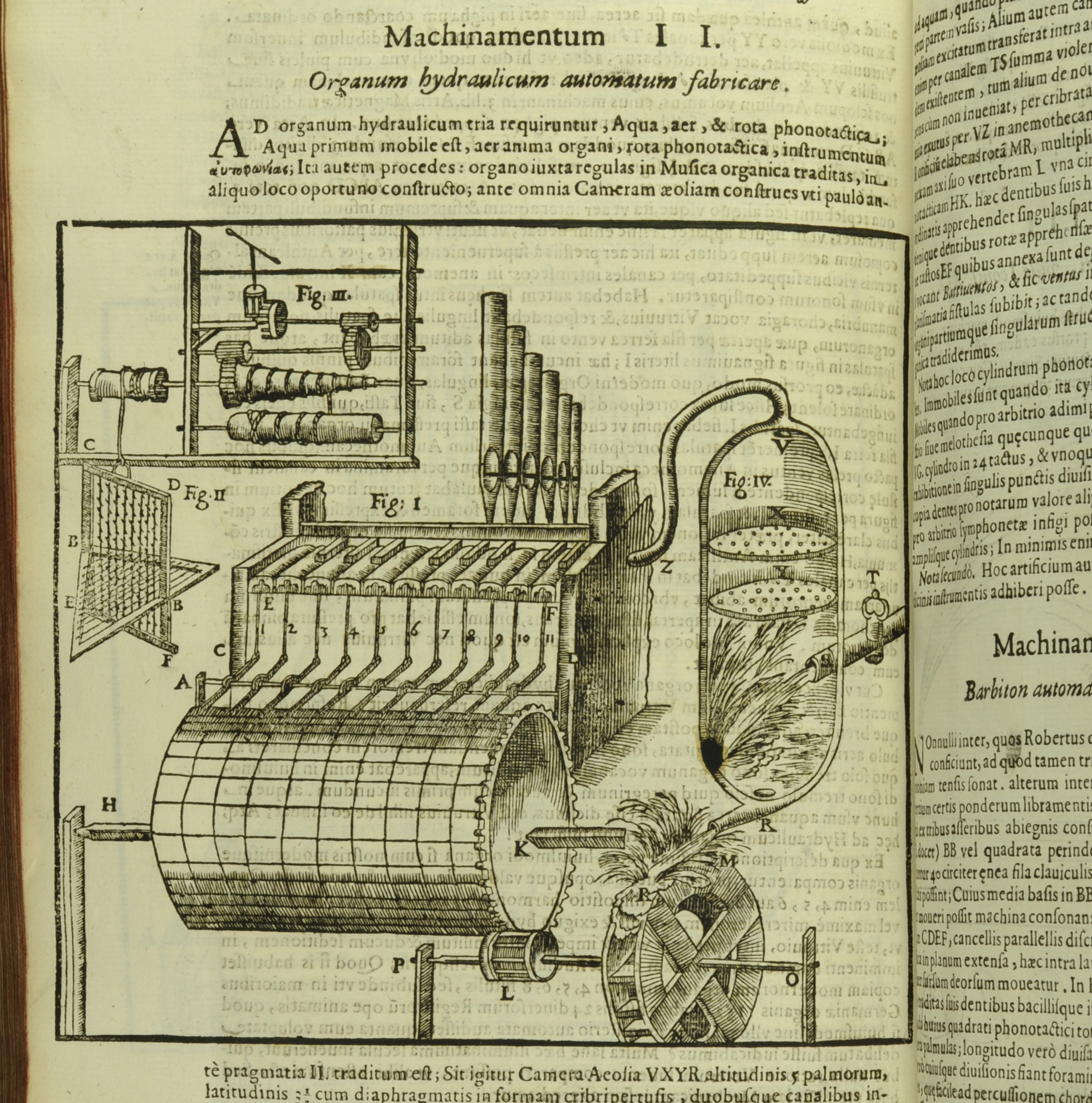 A diagram of one of Kircher's inventions: a hydraulic organ, from his Musurgia Universalis (St Andrews copy r17f ML3805.K5M8)