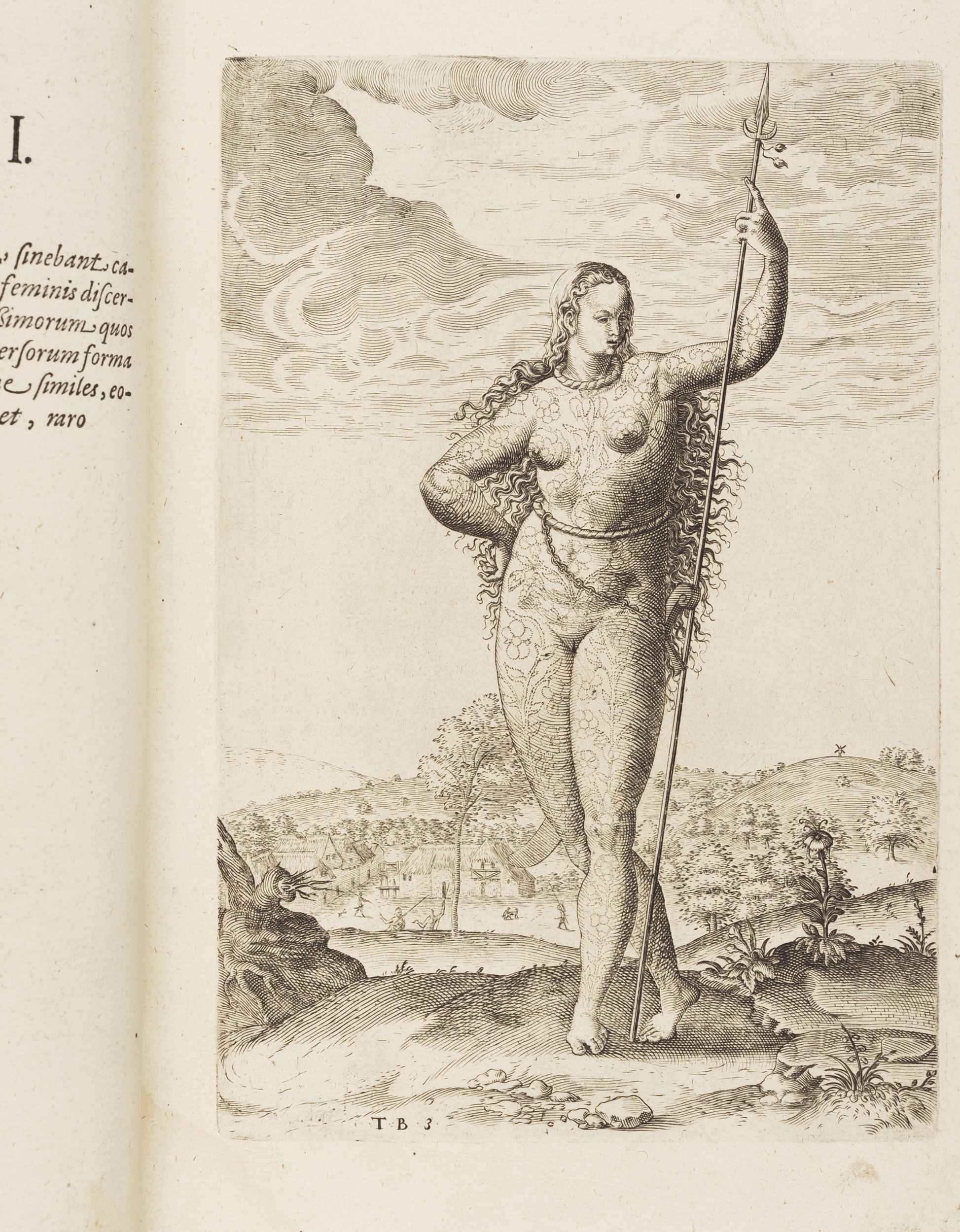 'The true picture of a young daughter of the Picts,' from Theodor deBry's Grand Voyages (St Andrews copy at TypGF.B90WH)
