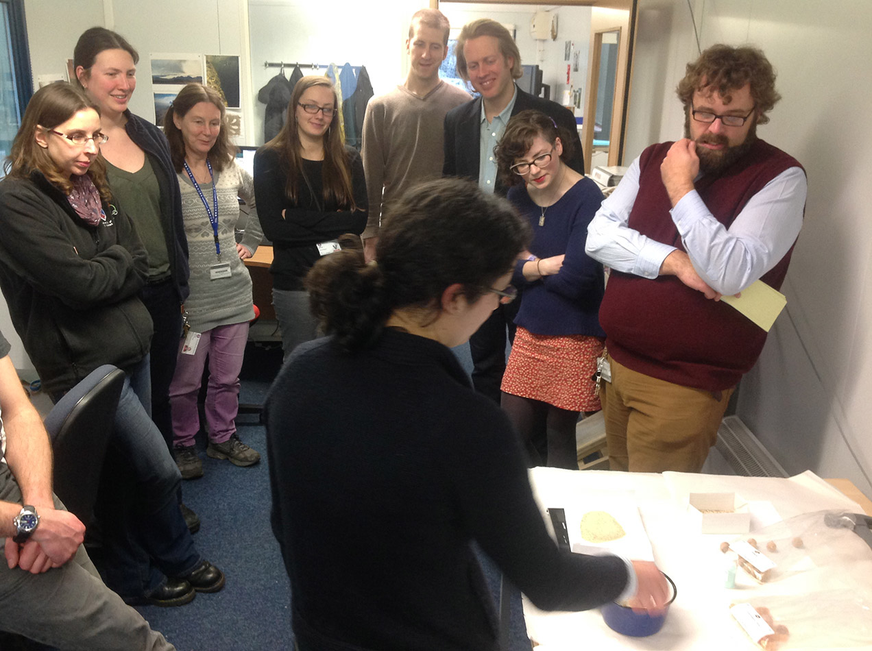 Staff from Special Collections gathered to watch the final stage of the process.