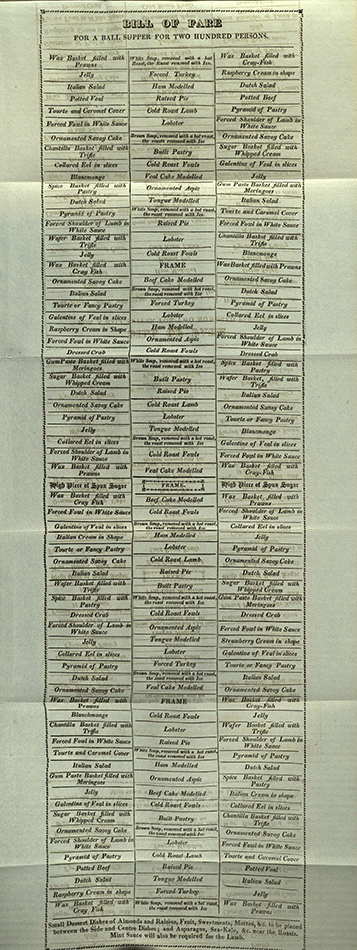 Bill of fare