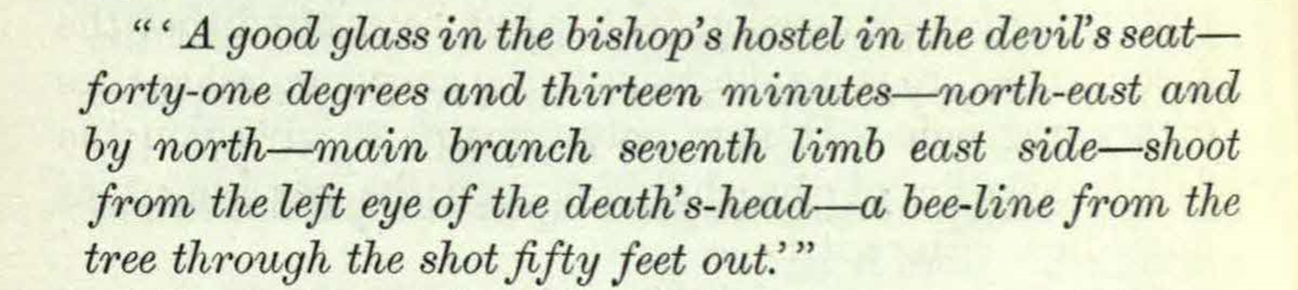 Full translation of The Gold Bug’s cryptogram. Excerpt from page 140 of Tales of Romance and Fantasy (s PS 2612.T2R7).