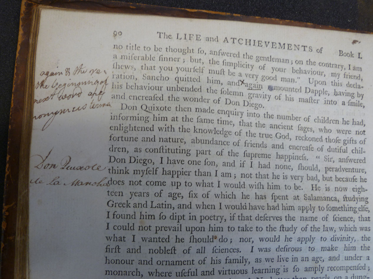 Tobias Smollett is corrected in his translation of Don Quixote for writing ‘again, remounting’, the commentator pointing out that ‘again & the re [at] the beginning of the next word are synonymous terms’.  s.PQ6329.A2S5, Vol. 2, p. 90.