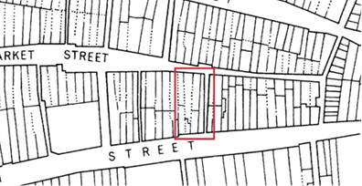 line drawing of street and building layout 